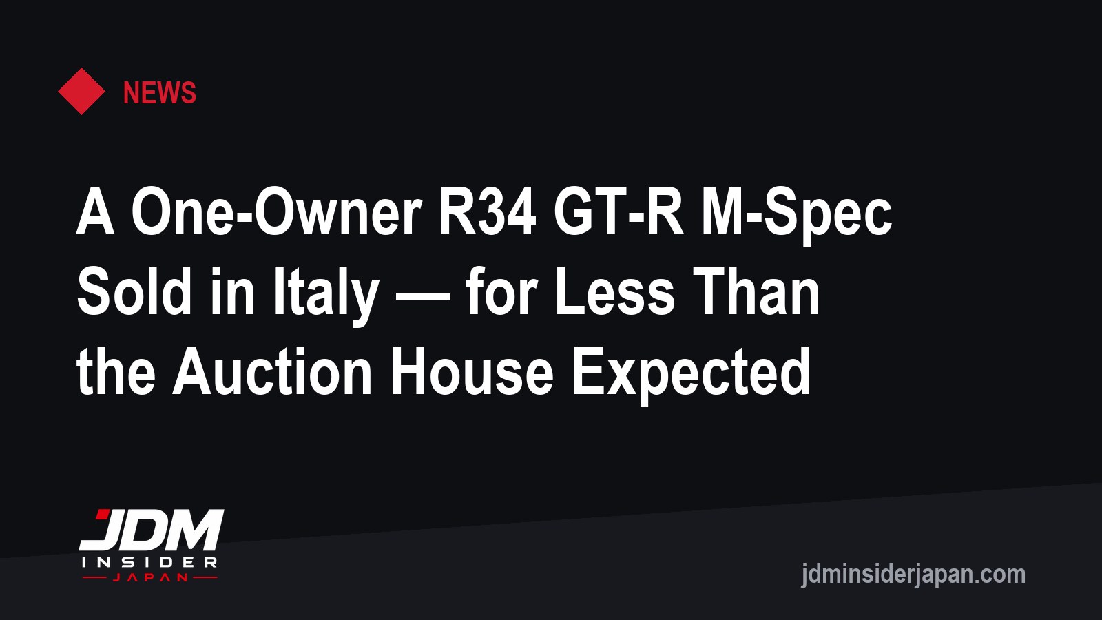 A One-Owner R34 GT-R M-Spec Sold in Italy — for Less Than the Auction House Expected